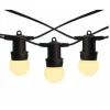 ILLUPRO - Guirlande guinguette 10m et 10 ampoules led e27 blanc chaud câble noir extensible