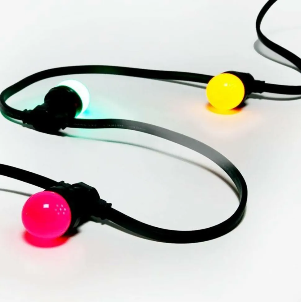 ILLUPRO - Guirlande guinguette extérieur multicolore ip65 10m 20 ampoules e27 professionnelle