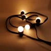 ILLUPRO - Guirlande guinguette extérieure ip65 10m 10 ampoules 2w plastique blanc chaud 2700k led câble plat noir extensible pro