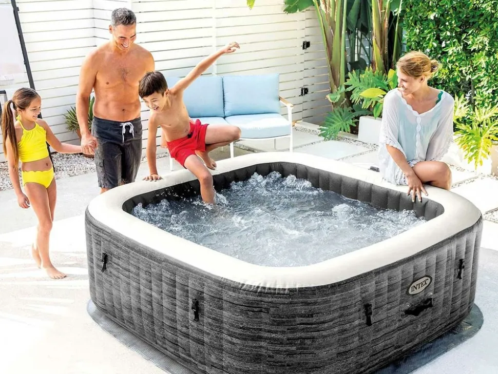 INTEX - Spa gonflable purespa ardoise carré bulles 4 places