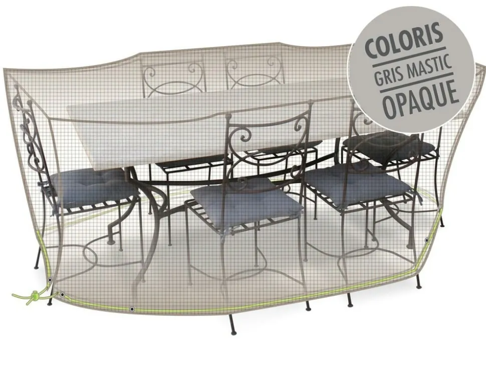JARDILINE - Housse de protection cover one pour table rectangulaire + 8 chaises - 240 x 130