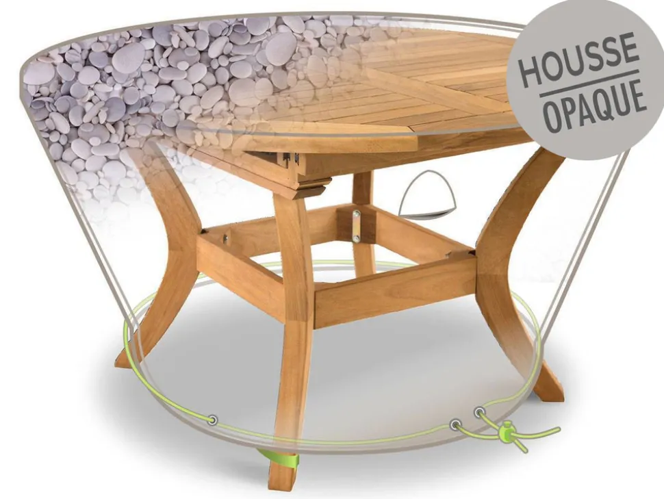 JARDILINE - Housse de protection cover print galets pour table de jardin ronde - ø 120 x 50