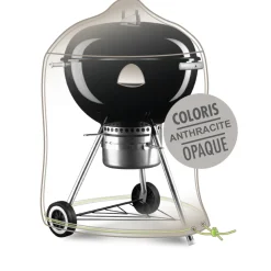 JARDILINE - Housse pour barbecue rond en polyester anthracite - 80x70 cm