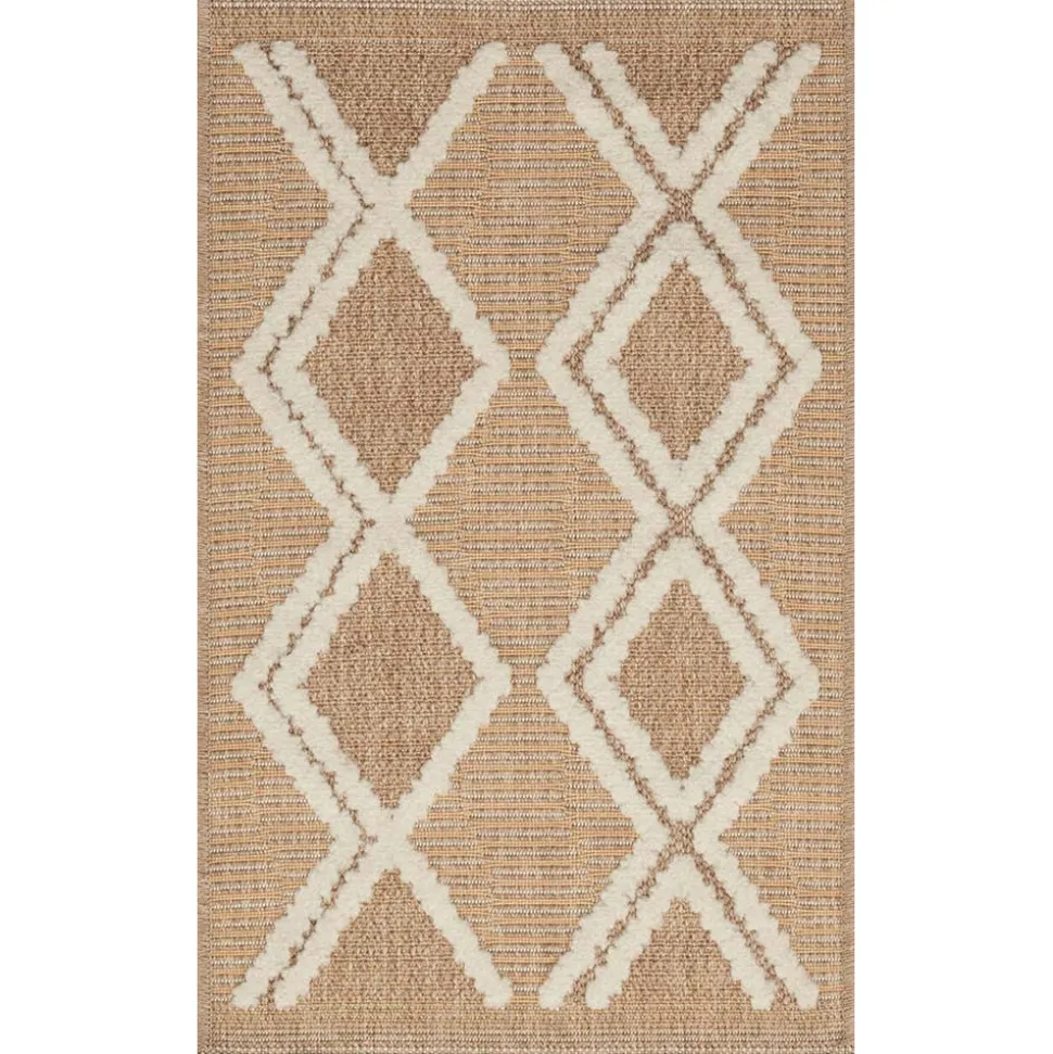 JARDINDECO - Tapis intérieur extérieur aspect jute jaune tijuana 9048 170 x 120 cm
