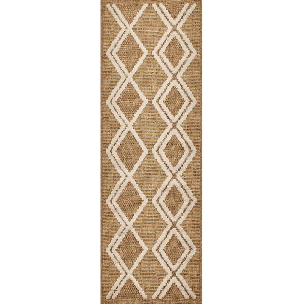 JARDINDECO - Tapis intérieur extérieur aspect jute jaune tijuana 9048 170 x 120 cm