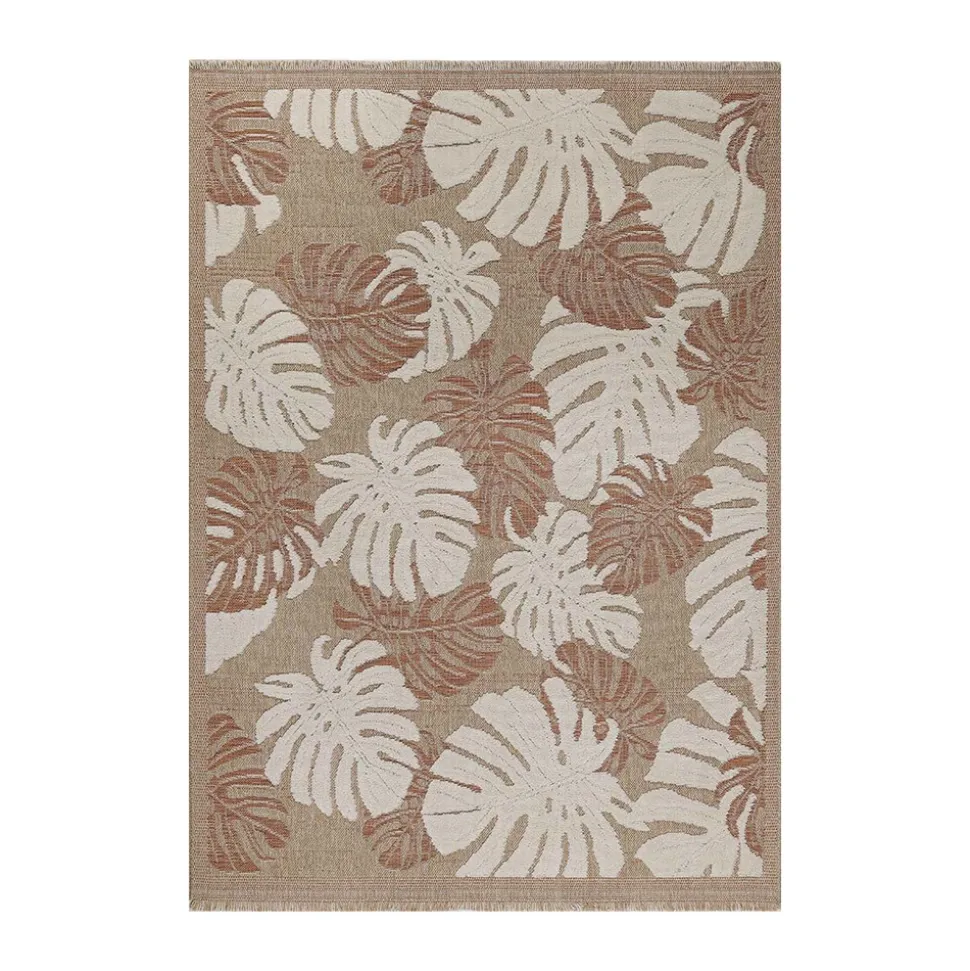 JARDINDECO - Tapis intérieur extérieur aspect jute terracotta tijuana 9062 170 x 120 cm