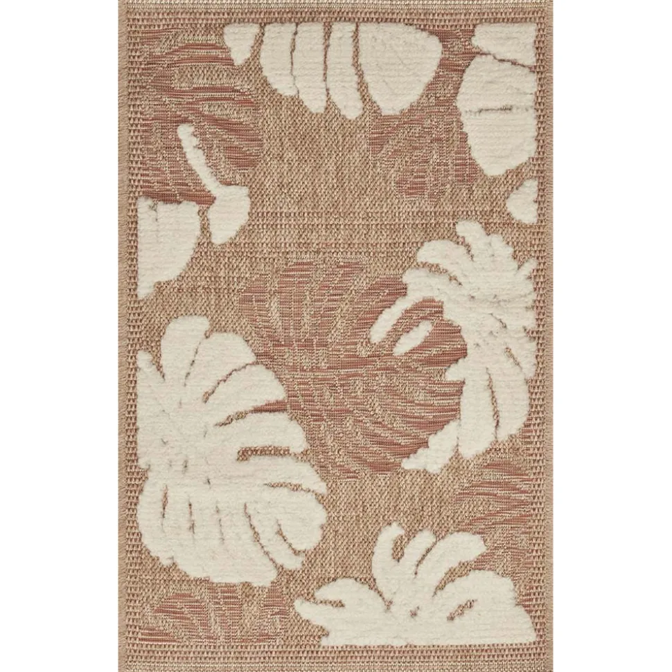 JARDINDECO - Tapis intérieur extérieur aspect jute terracotta tijuana 9062 170 x 120 cm