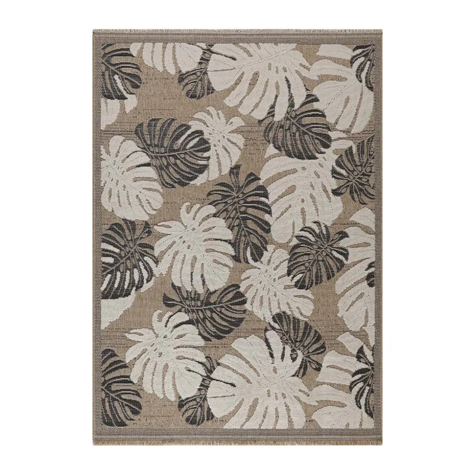 JARDINDECO - Tapis intérieur extérieur aspect jute noir tijuana 9062 noir 90 x 67 cm
