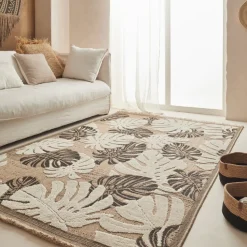 JARDINDECO - Tapis intérieur extérieur aspect jute noir tijuana 9062 noir 90 x 67 cm