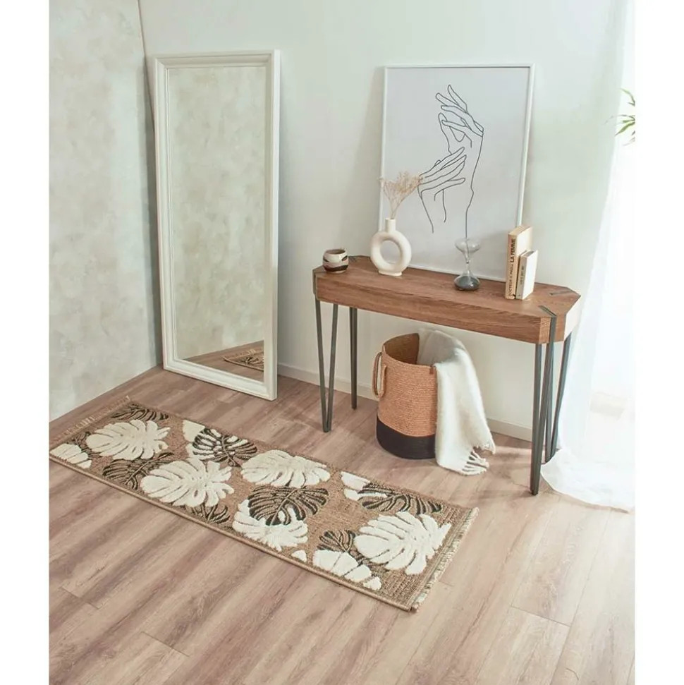 JARDINDECO - Tapis intérieur extérieur aspect jute noir tijuana 9062 noir 90 x 67 cm