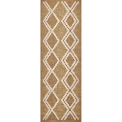 JARDINDECO - Tapis intérieur extérieur aspect jute jaune tijuana 9048 180 x 67 cm