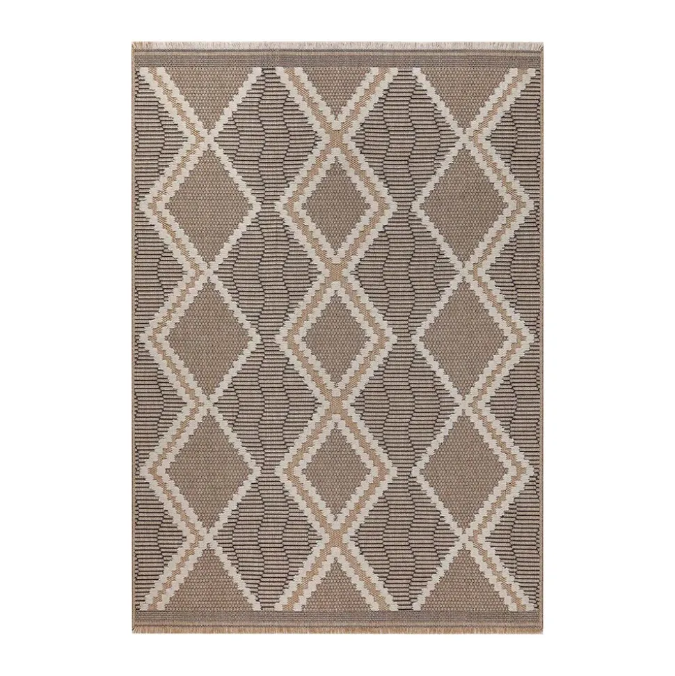 JARDINDECO - Tapis intérieur extérieur aspect jute noire tijuana 9048 90 x 67 cm