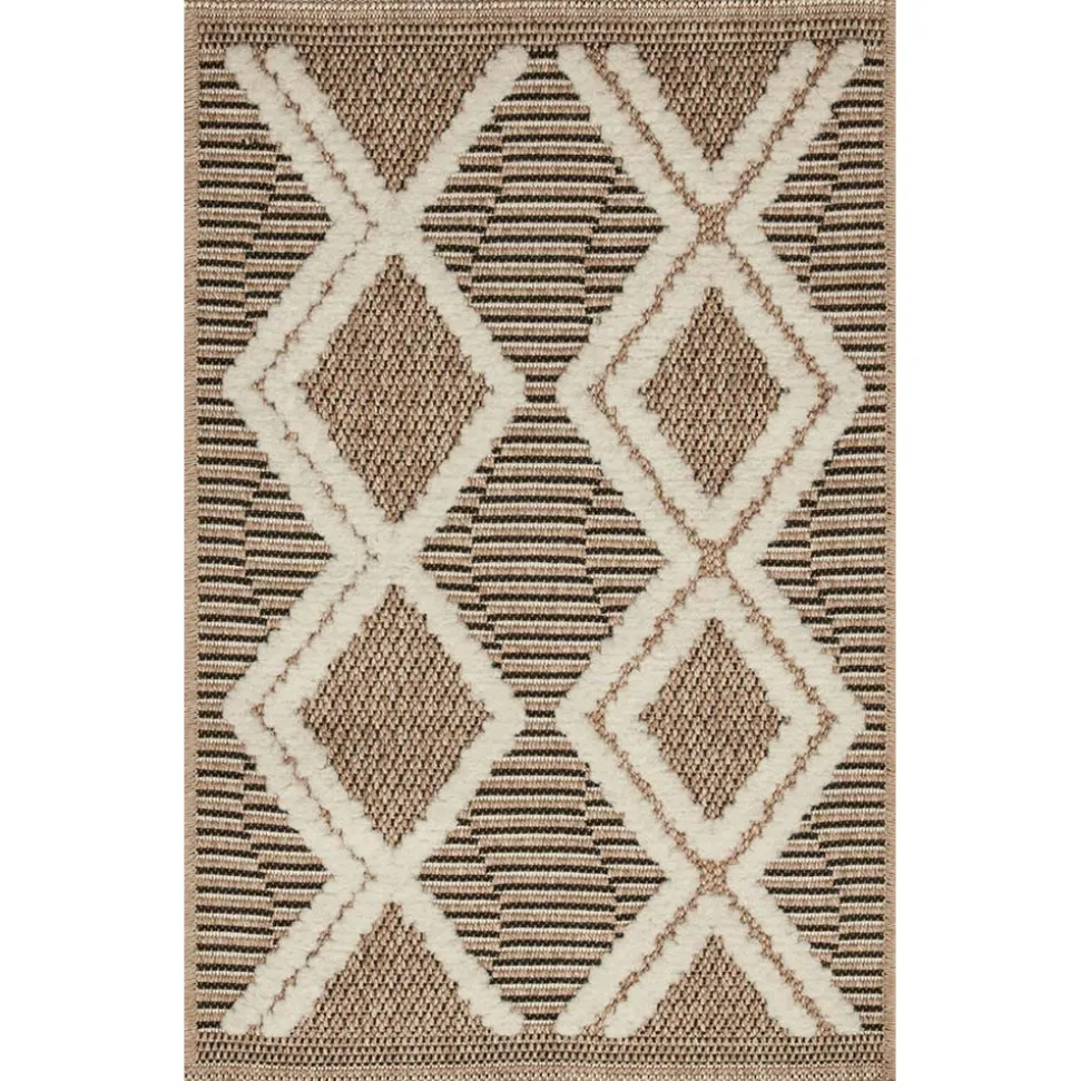 JARDINDECO - Tapis intérieur extérieur aspect jute noire tijuana 9048 90 x 67 cm