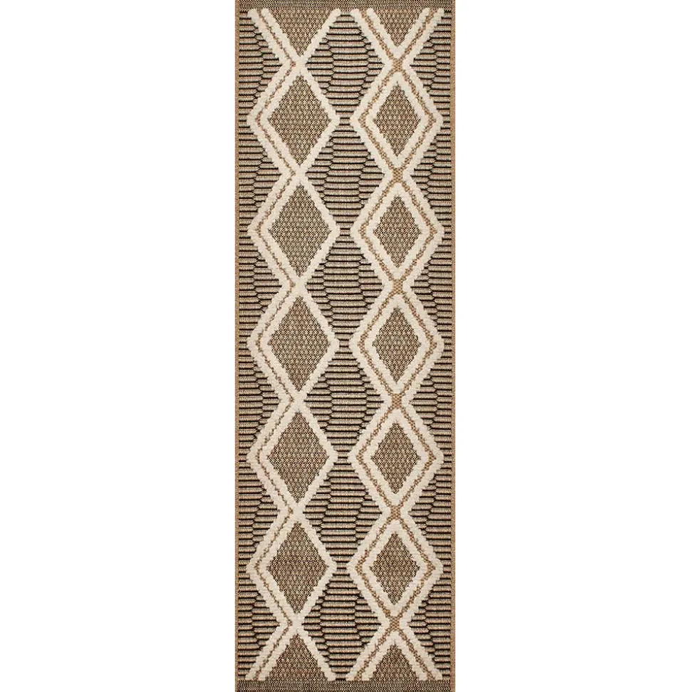 JARDINDECO - Tapis intérieur extérieur aspect jute noire tijuana 9048 90 x 67 cm