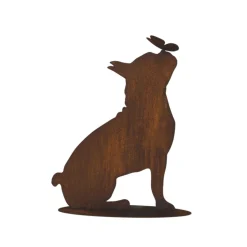 JARDINEX - Bouledogue en métal rouillé : figurine décorative de jardin - rouille