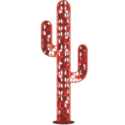 JARDINEX - Cactus métal 3 branches origami - rouge 110 cm