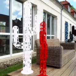 JARDINEX - Cactus métal 3 branches origami - rouge 170 cm