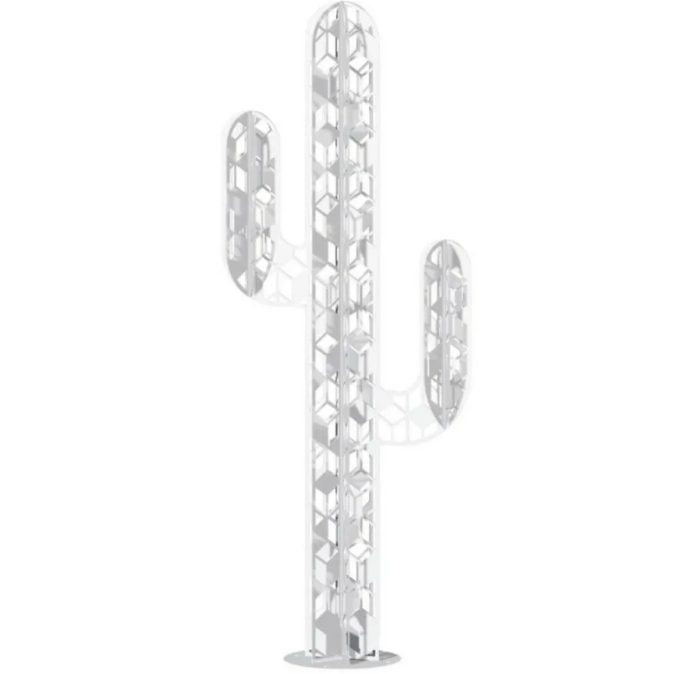 JARDINEX - Cactus métal 3 branches origami - blanc 110 cm
