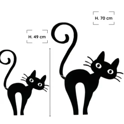 JARDINEX - Déco jardin : chat leone métal - noir 70 cm