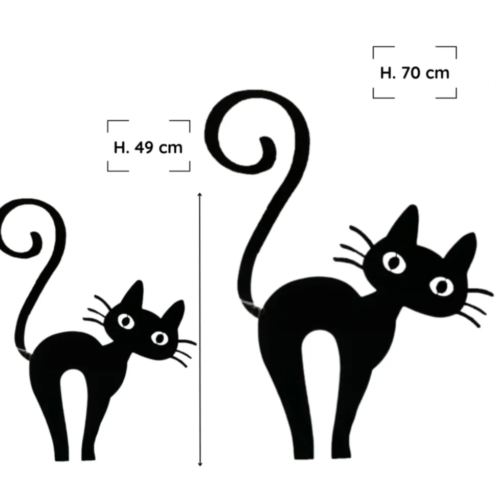 JARDINEX - Déco jardin : chat leone métal - noir 70 cm