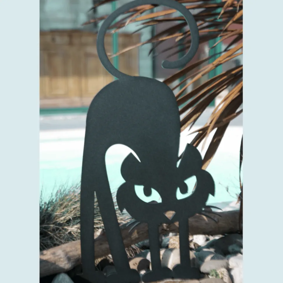 JARDINEX - Déco jardin : chat gaston métal - noir 64 cm