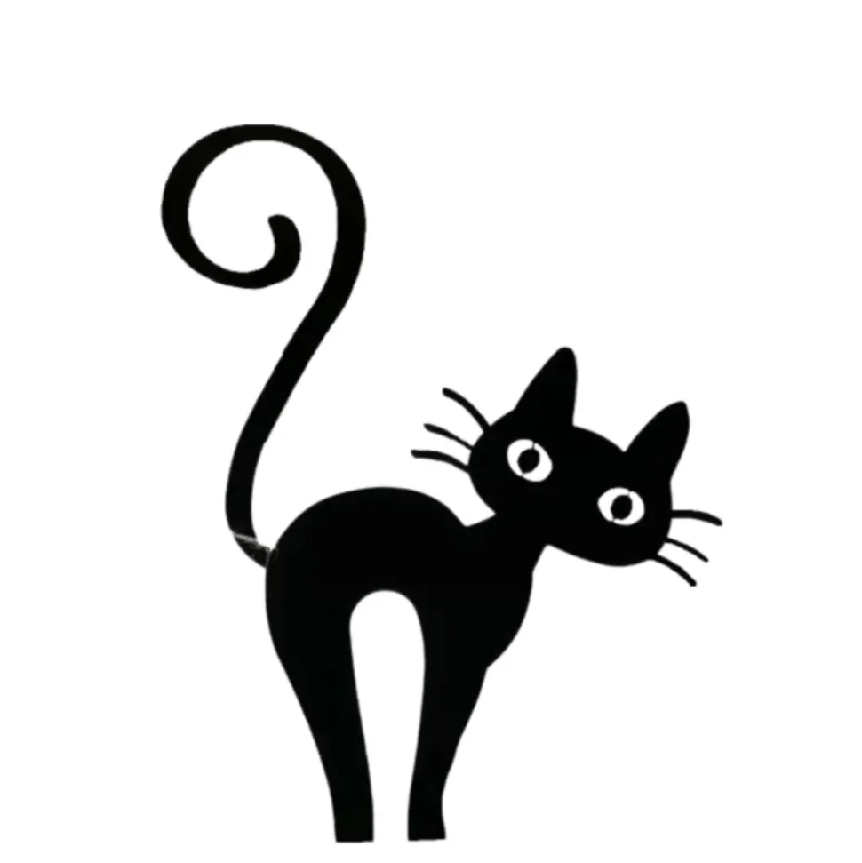 JARDINEX - Déco jardin : chat leone métal - noir 49 cm