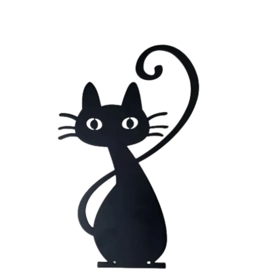 JARDINEX - Déco jardin : chat simone métal - noir 64 cm