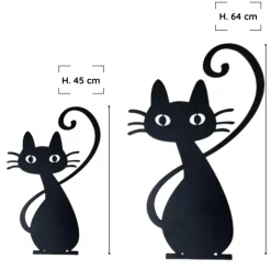 JARDINEX - Déco jardin : chat simone métal - noir 64 cm