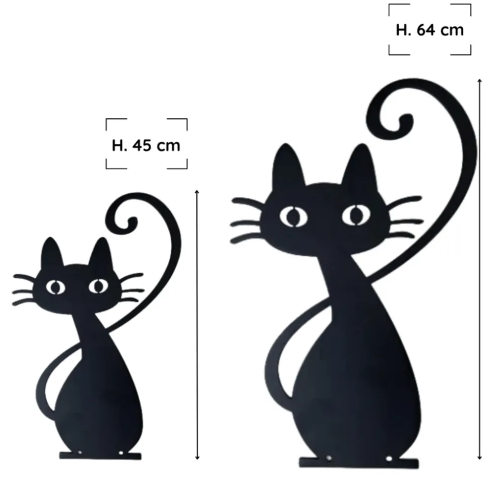 JARDINEX - Déco jardin : chat simone métal - noir 64 cm