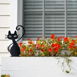 JARDINEX - Déco jardin : chat simone métal - noir 64 cm