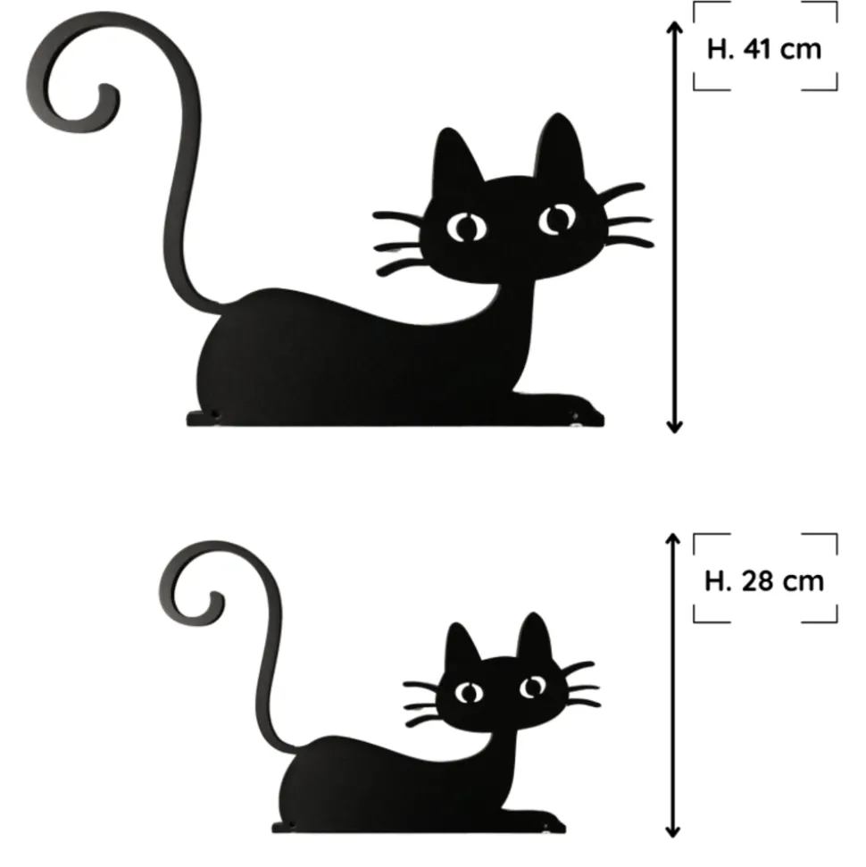 JARDINEX - Déco jardin : chat félix métal - noir 41 cm