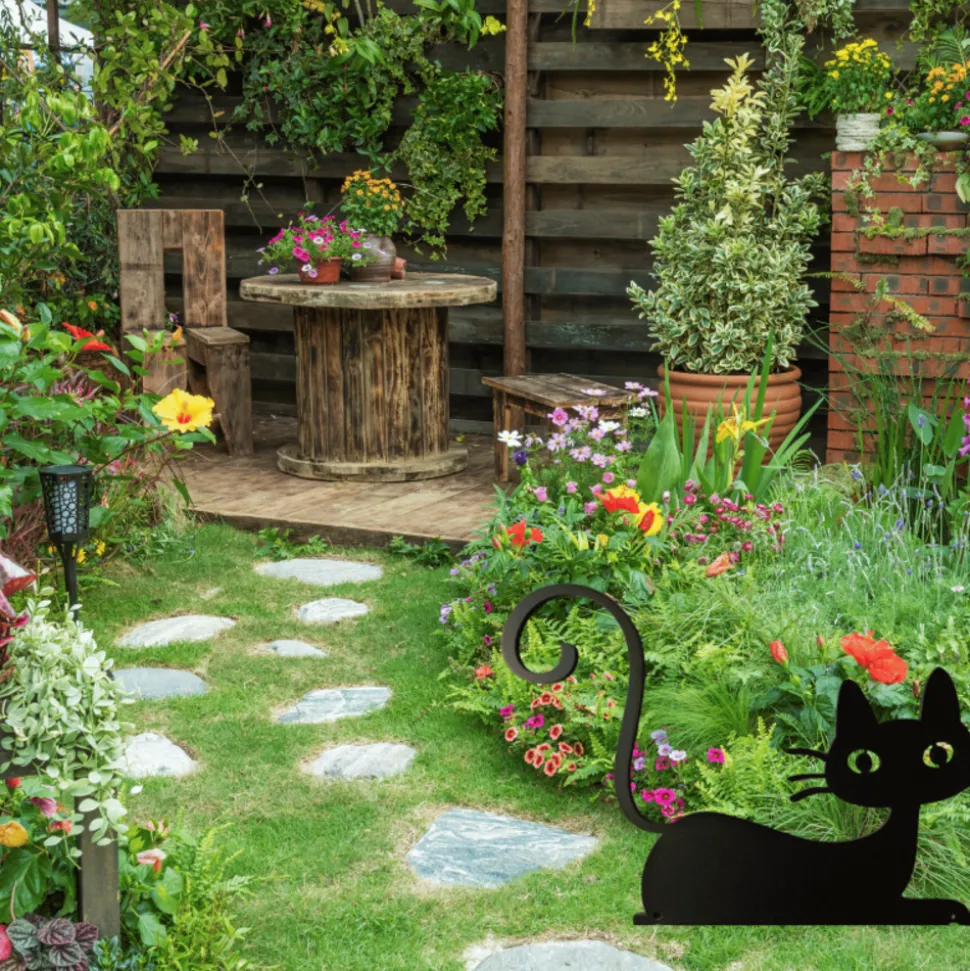JARDINEX - Déco jardin : chat félix métal - noir 41 cm