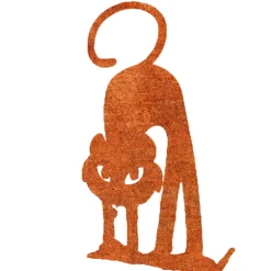 JARDINEX - Déco jardin : chat gaston métal - acier brut poli 64 cm