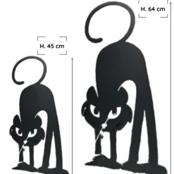 JARDINEX - Déco jardin : chat gaston métal - noir 45 cm