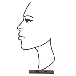 JARDINEX - Déco jardin métal visage fil ombre noire - noir 110 cm