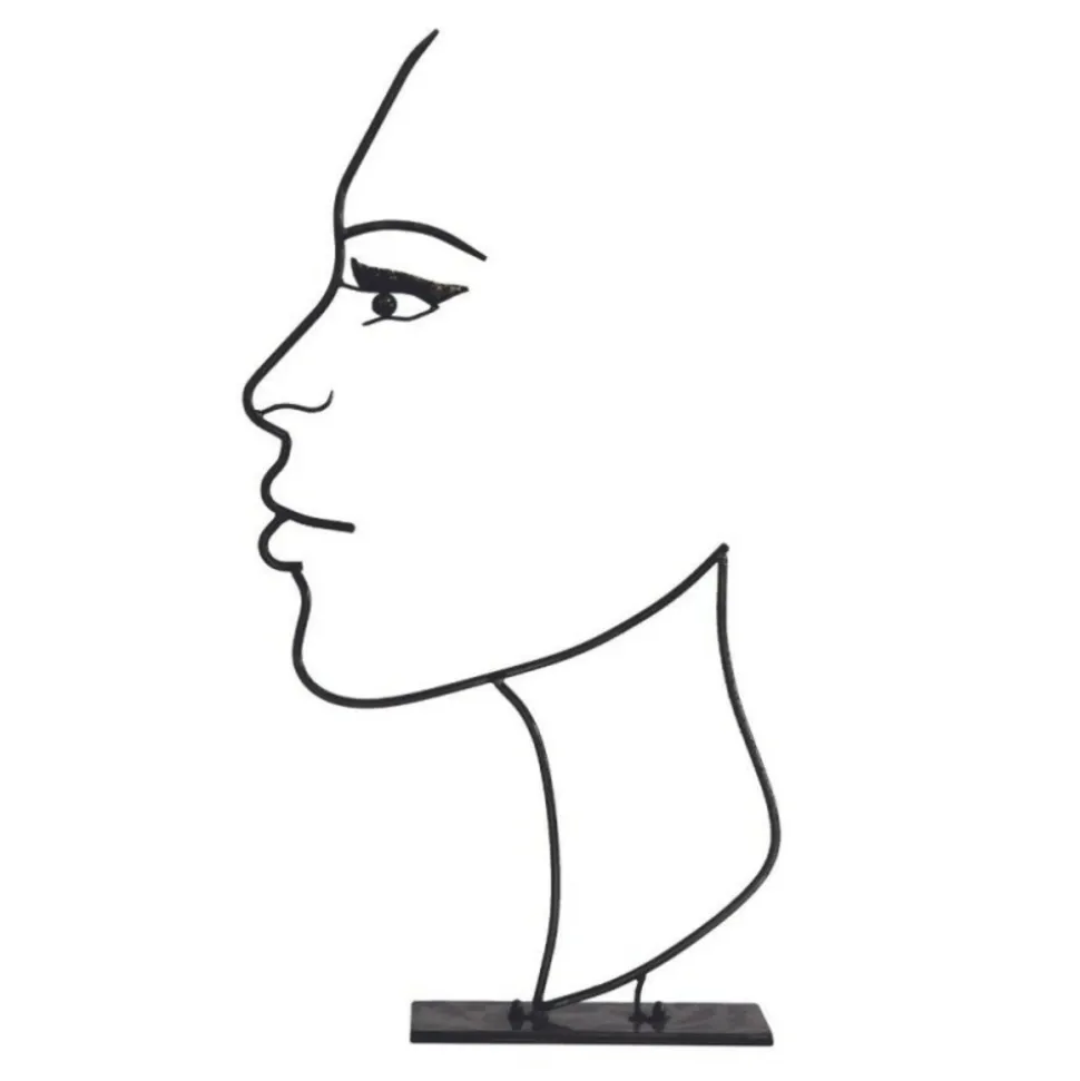 JARDINEX - Déco jardin métal visage fil ombre noire - noir 110 cm