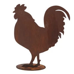 JARDINEX - Figurine coq en métal rouillé : déco jardin - rouille