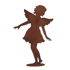 JARDINEX - Personnage ange métal rouillé h.104 cm : déco jardin - rouille