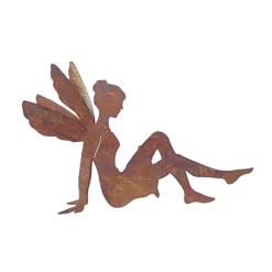JARDINEX - Personnage fée métal rouillé h.70 cm : déco jardin - rouille