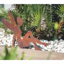 JARDINEX - Personnage fée métal rouillé h.70 cm : déco jardin - rouille