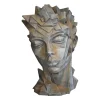JARDINEX - Sculpture de jardin visage femme - style cubique - gris