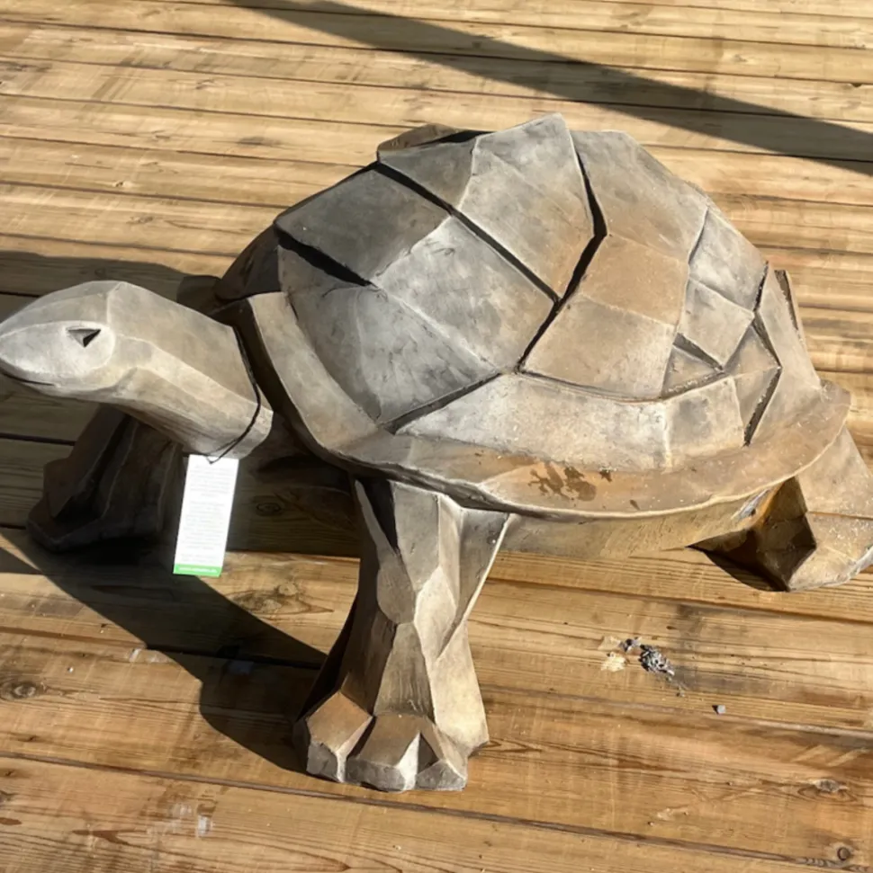 JARDINEX - Sculpture jardin tortue - style cubique - h. 25 cm - gris