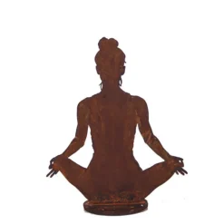 JARDINEX - Statue de jardin femme yoga métal rouillé : déco zen - rouille