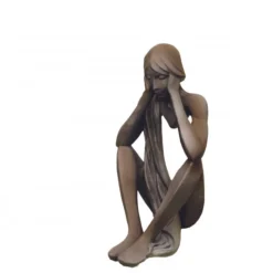 JARDINEX - Statue de jardin tristan assis effet demi rouille - rouille 86 cm