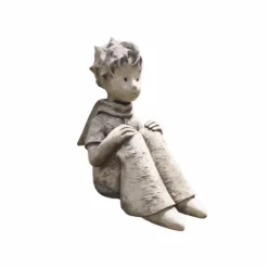 JARDINEX - Statue de jardin "le petit prince assis" - gris clair 52 cm
