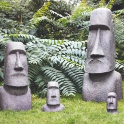 JARDINEX - Statue jardin moaï (grand format) - gris anthracite 150 cm
