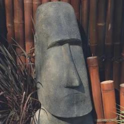 JARDINEX - Statue jardin moaï (grand format) - gris anthracite 150 cm