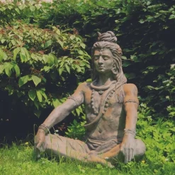 JARDINEX - Statue jardin shiva assis 90 cm - gris 90 cm