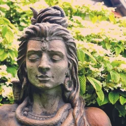 JARDINEX - Statue jardin shiva assis 90 cm - gris 90 cm