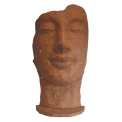 JARDINEX - Statue visage métal mosaïque 108 cm - brun